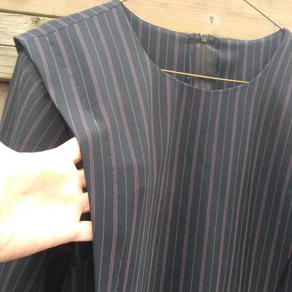 Amish Mennonite Cape Dress 43.75"B 38"W Black Red Pinstripe - Picture 4 of 10